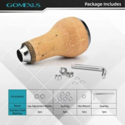Gomexus Handle Knob Cork For Spinning Reel - Cork/Silver -Vis Lijn Pro Verkoopwinkel CA27TNBK 4