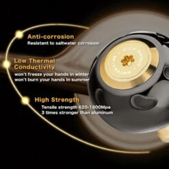 Gomexus 90mm Aluminium Power Handle With 45mm Titanium Knob - Black & Gold -Vis Lijn Pro Verkoopwinkel LYS90TB45BKGD 5